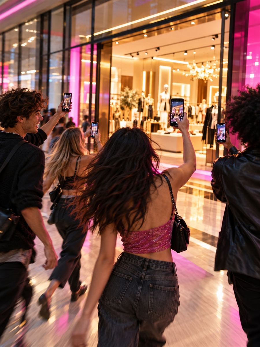 Creators filming at a mall store